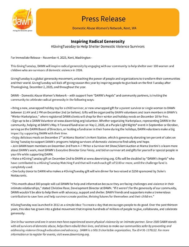 Giving Tuesday Press Release 2025
